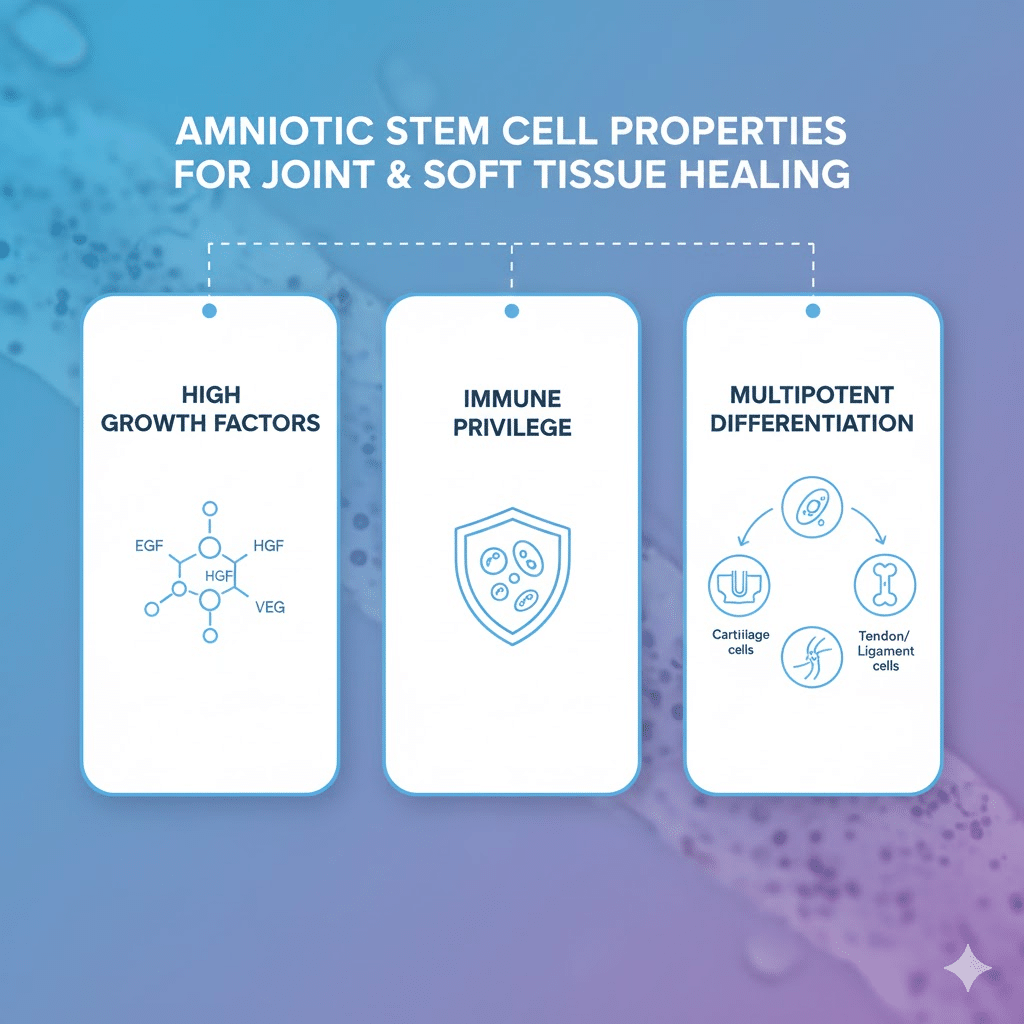 unique properties of amniotic stem cells for joint and soft tissue healing