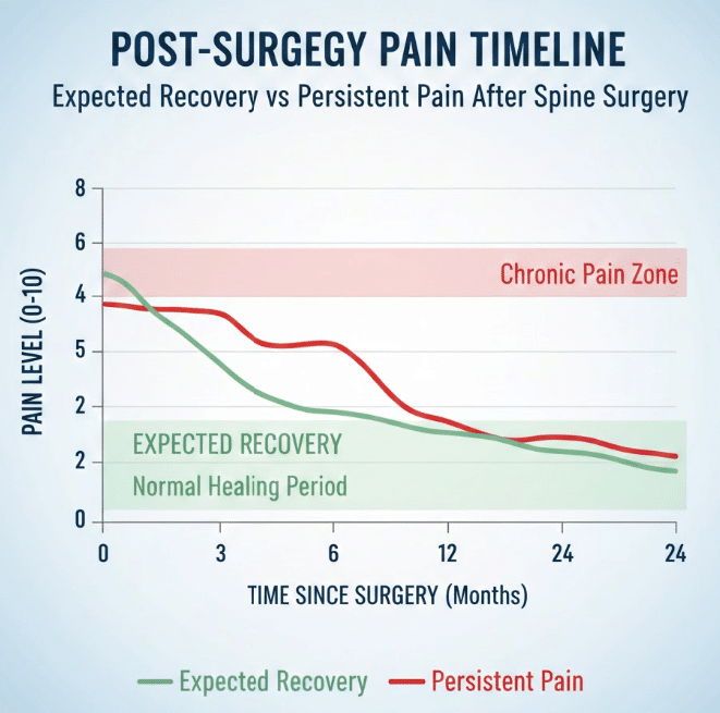 Graph showing persistent pain continuing after surgery